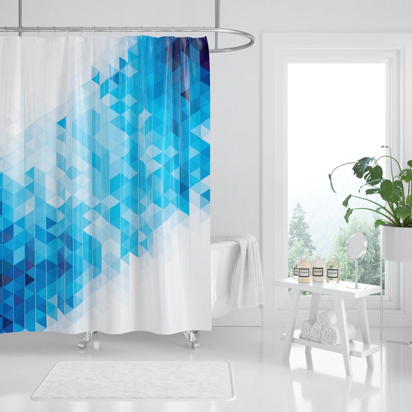 Rideau de Douche Bleu Anti moisissure en Joli Design Moderne