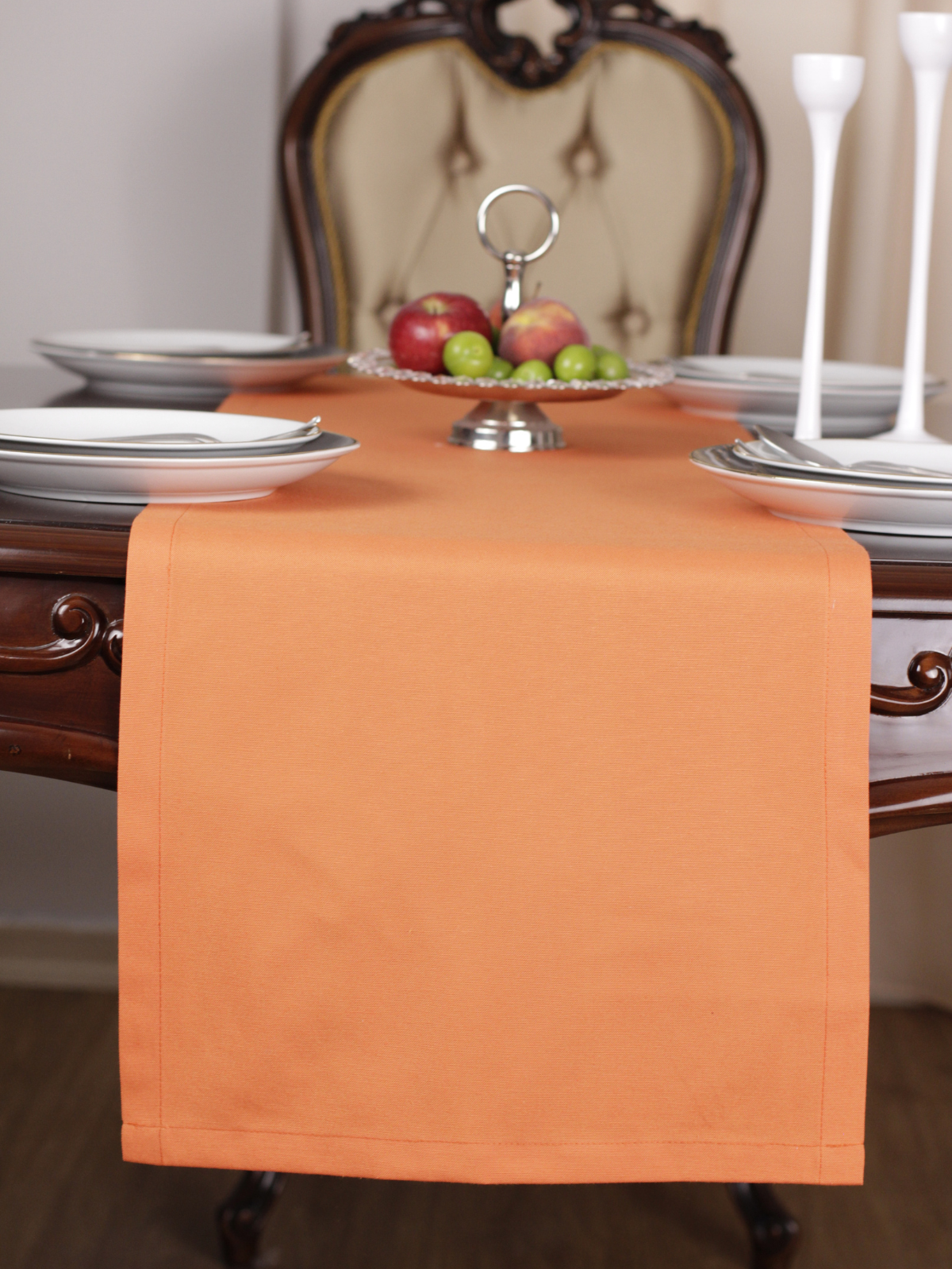 Chemin de table Orange uni en coton 40x140 cm