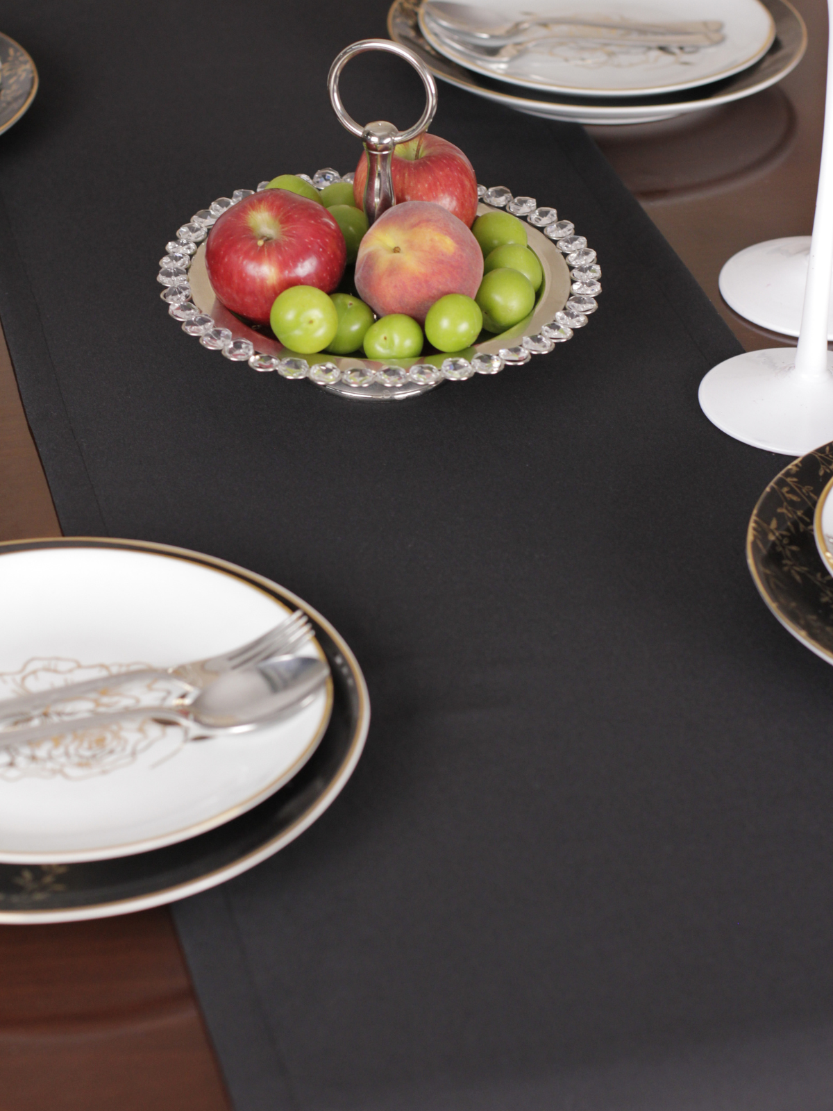 Chemin de table Noir uni en coton 40x140 cm