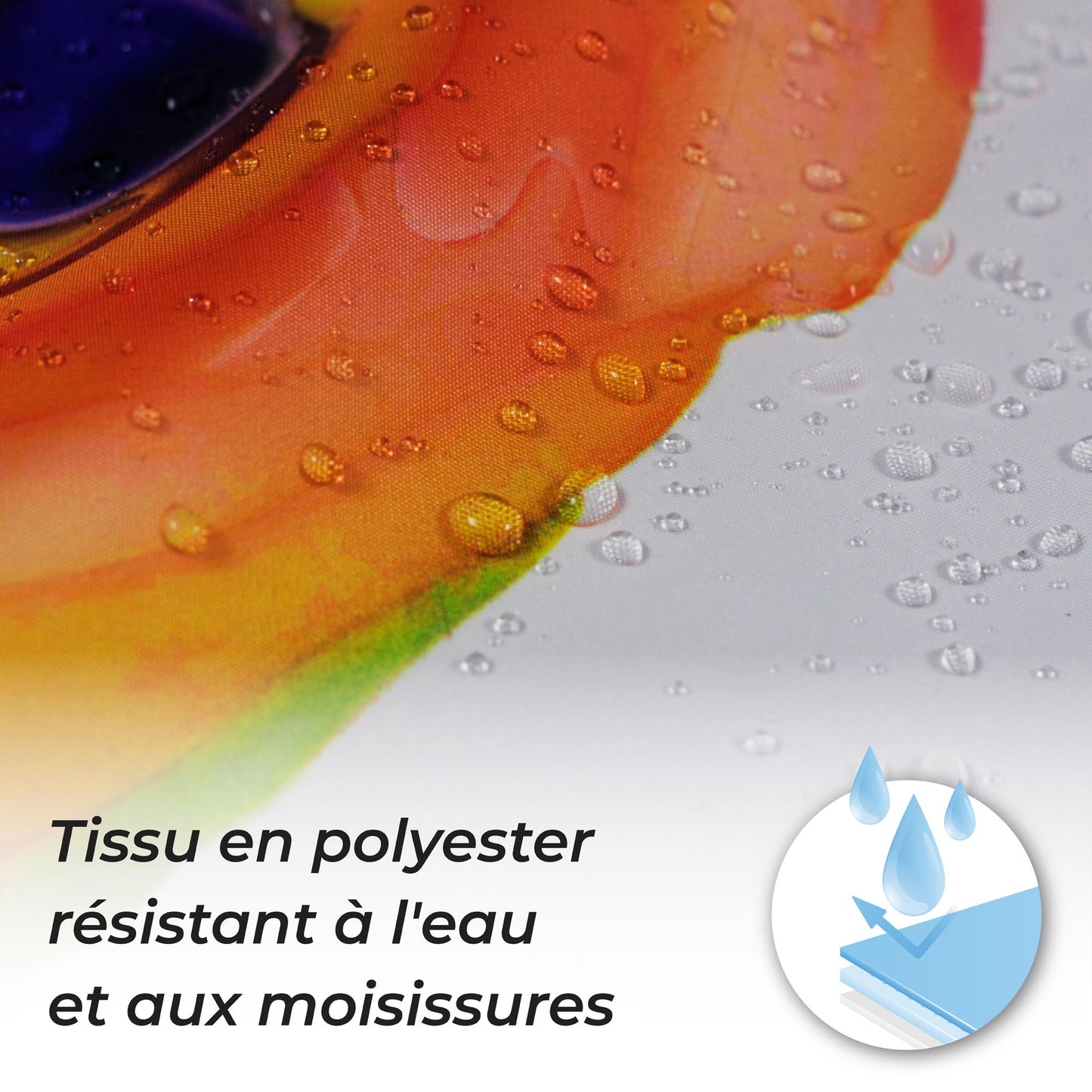 Rideau de Douche design de Poisson rouge avec crochets inclus