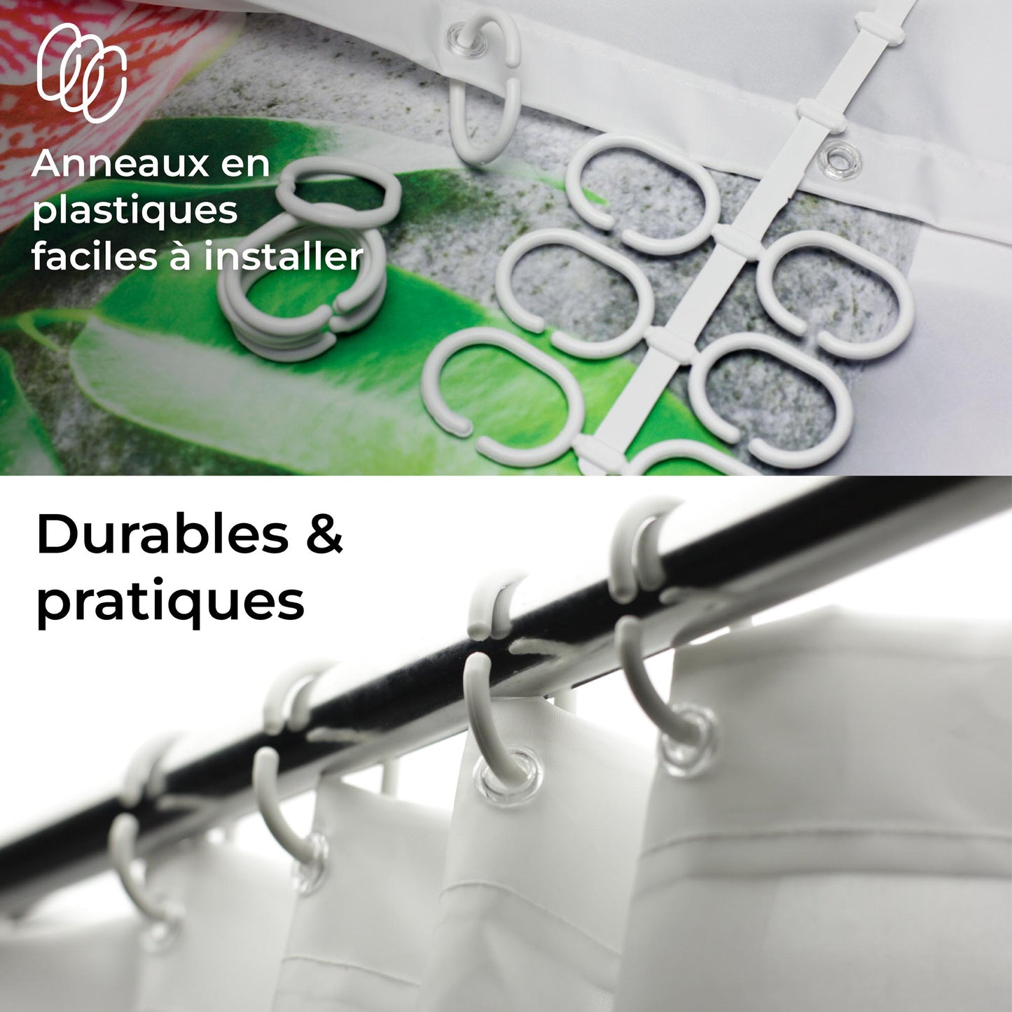 Rideau de douche spa concept pierres de zen et orchidée
