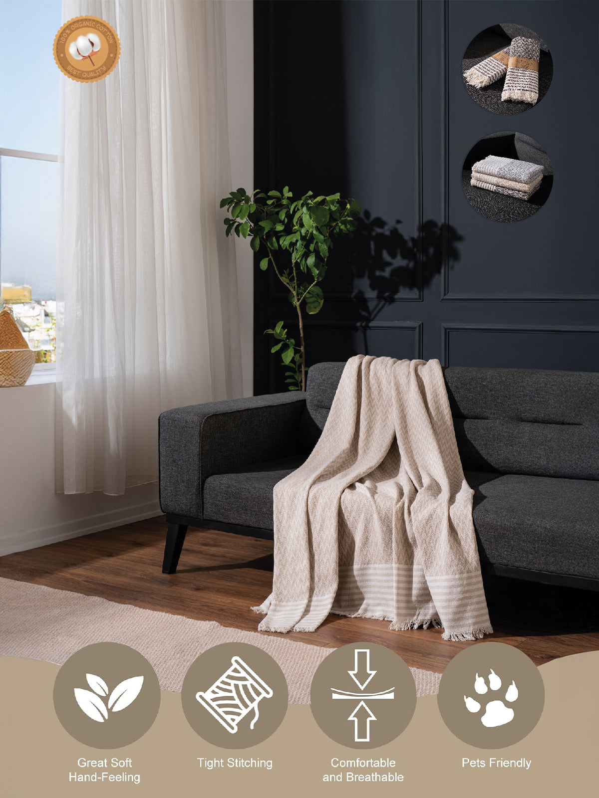 Jeté de Canapé en coton - Bohème Cozy Décoration