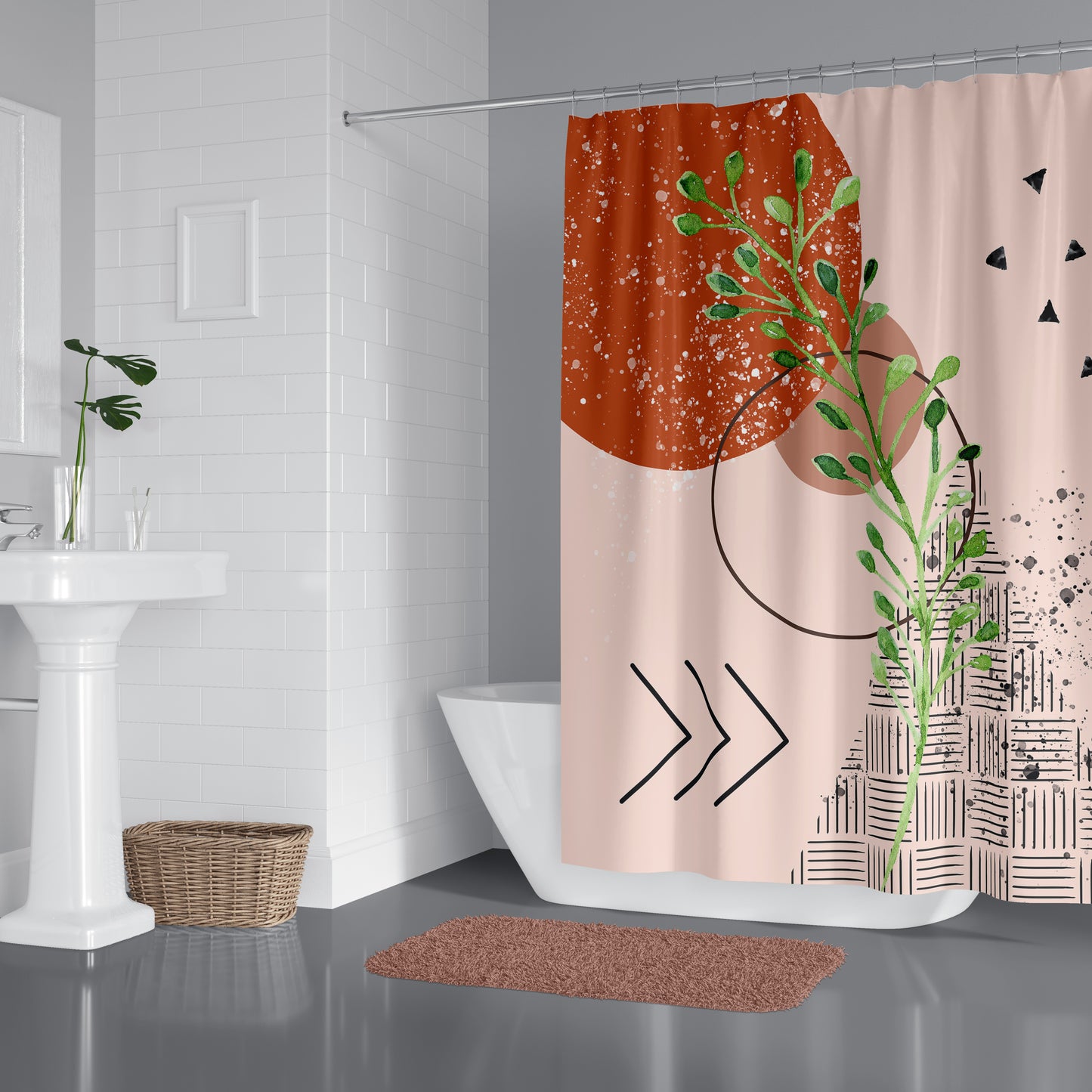 Rideau de douche motif bohémien avec crochets inclus