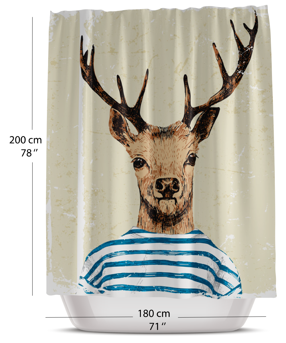 Rideau de douche tissu anti moisissures décoratif M. Le Cerf