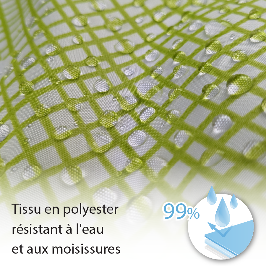 Rideau de douche déco en tissu avec Crochets inclus