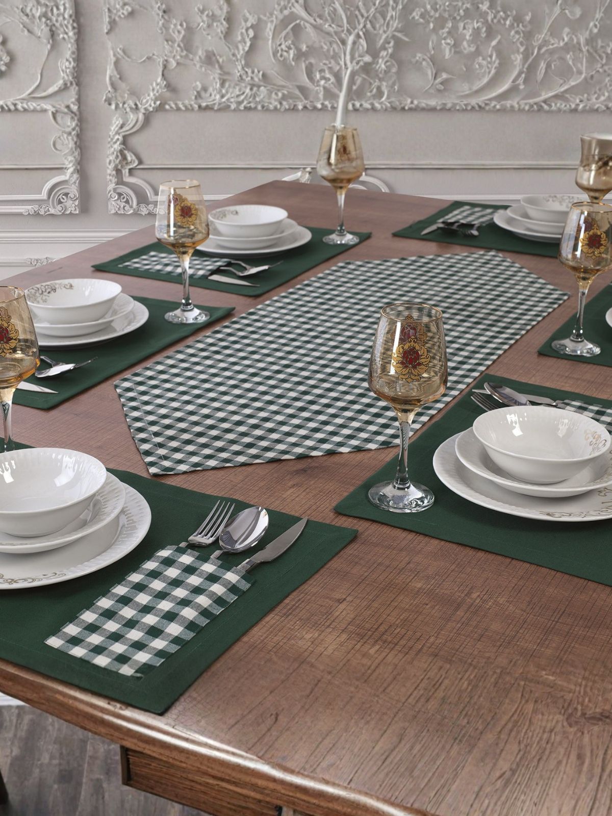 Set de table 7 Pcs - Ensemble de Table 6 Serviettes avec chemin de table - Moena