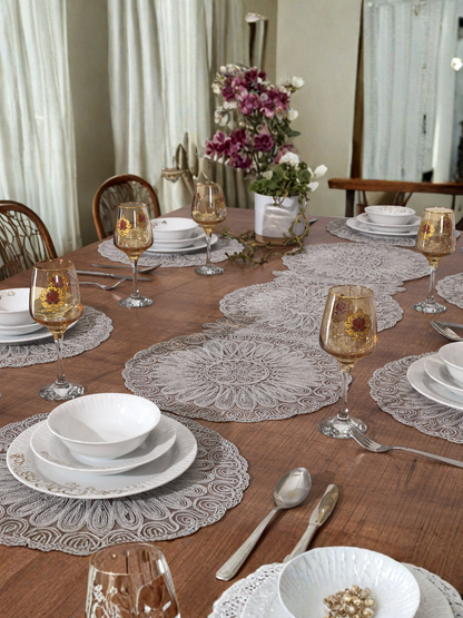 Set de Table 7 Pcs - Lot de 6 napperons avec un Chemin de Table - Venezia