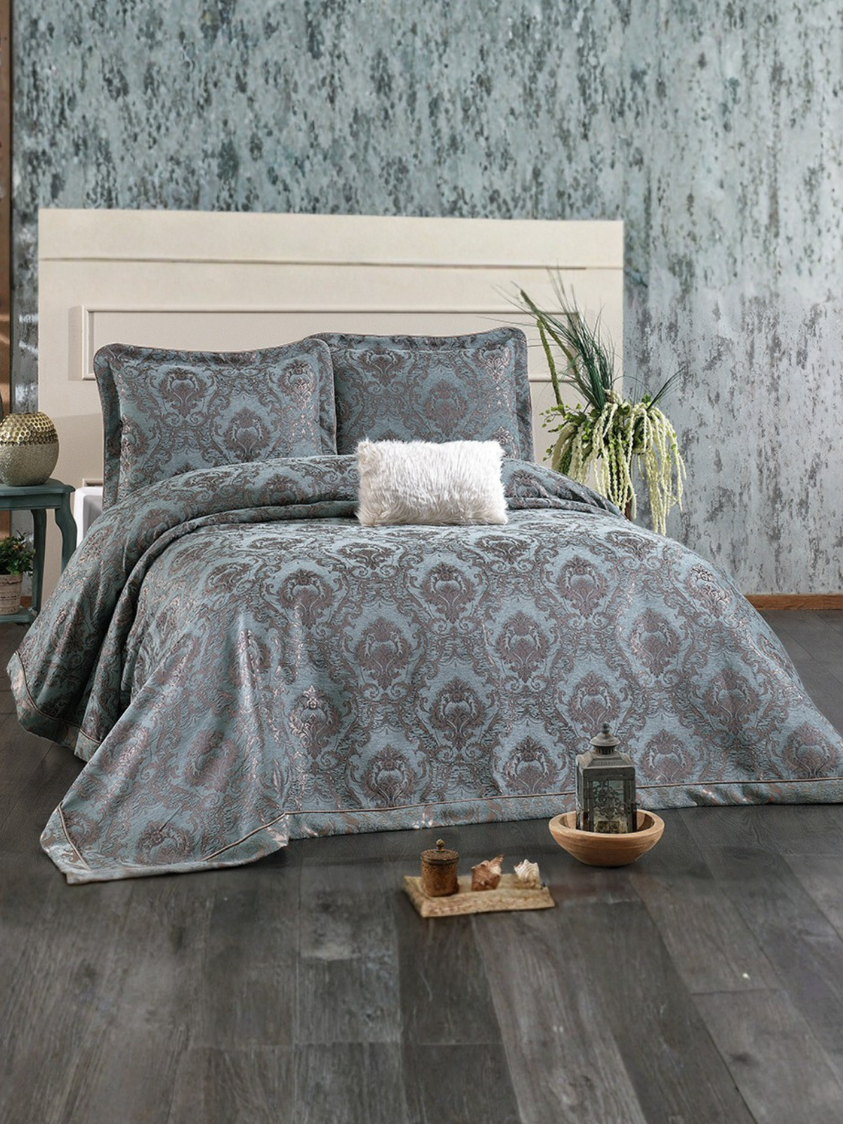 Couvre-lit 260x260 avec 2 taies d’oreillers assorties - Safir