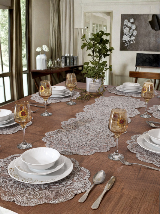 Set de Table 7 Pcs - Ensemble de 6 Napperons avec Chemin de table - Valeria