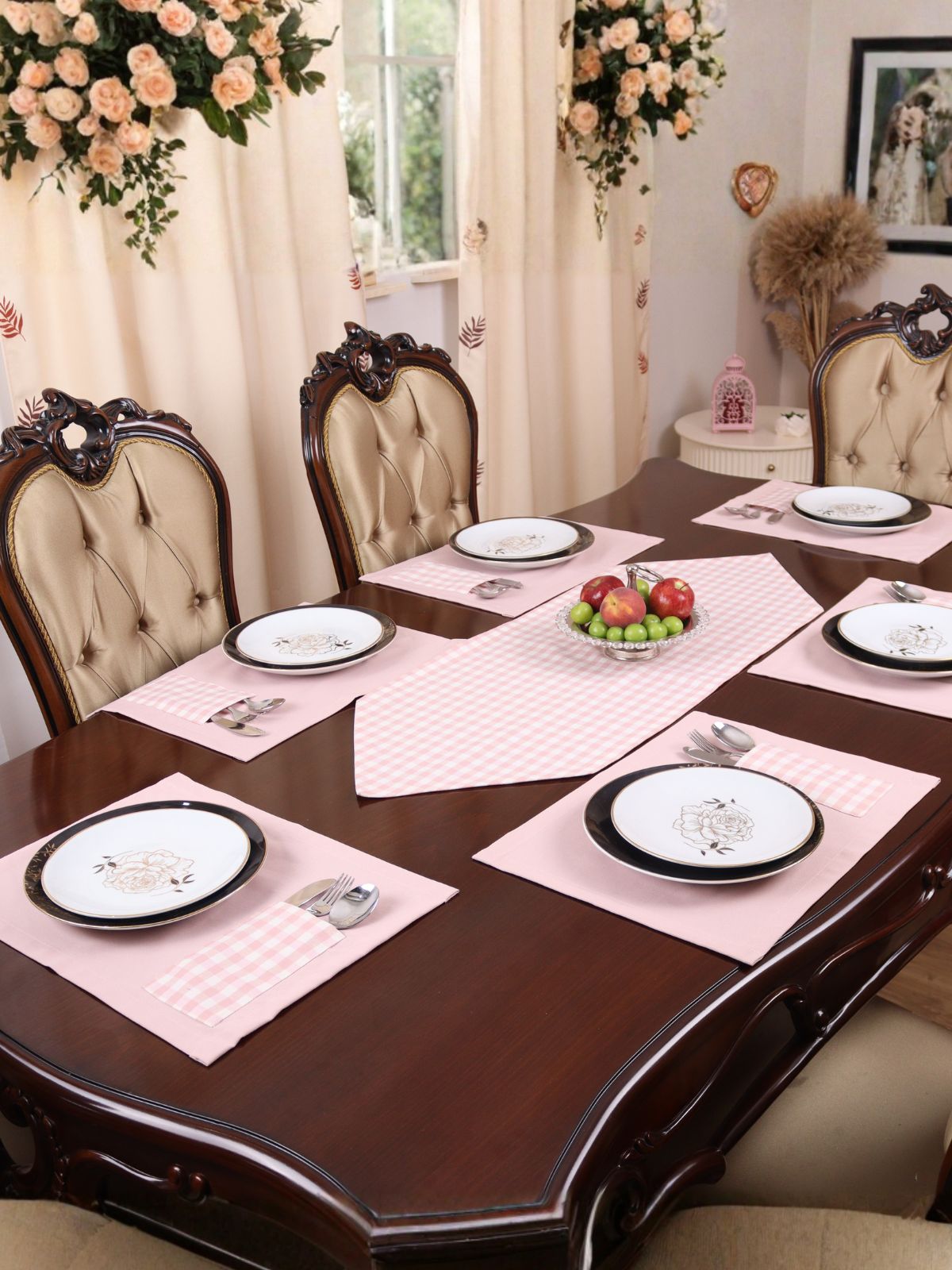 Set de table 7 Pcs - Ensemble de Table 6 Serviettes avec chemin de table - Moena