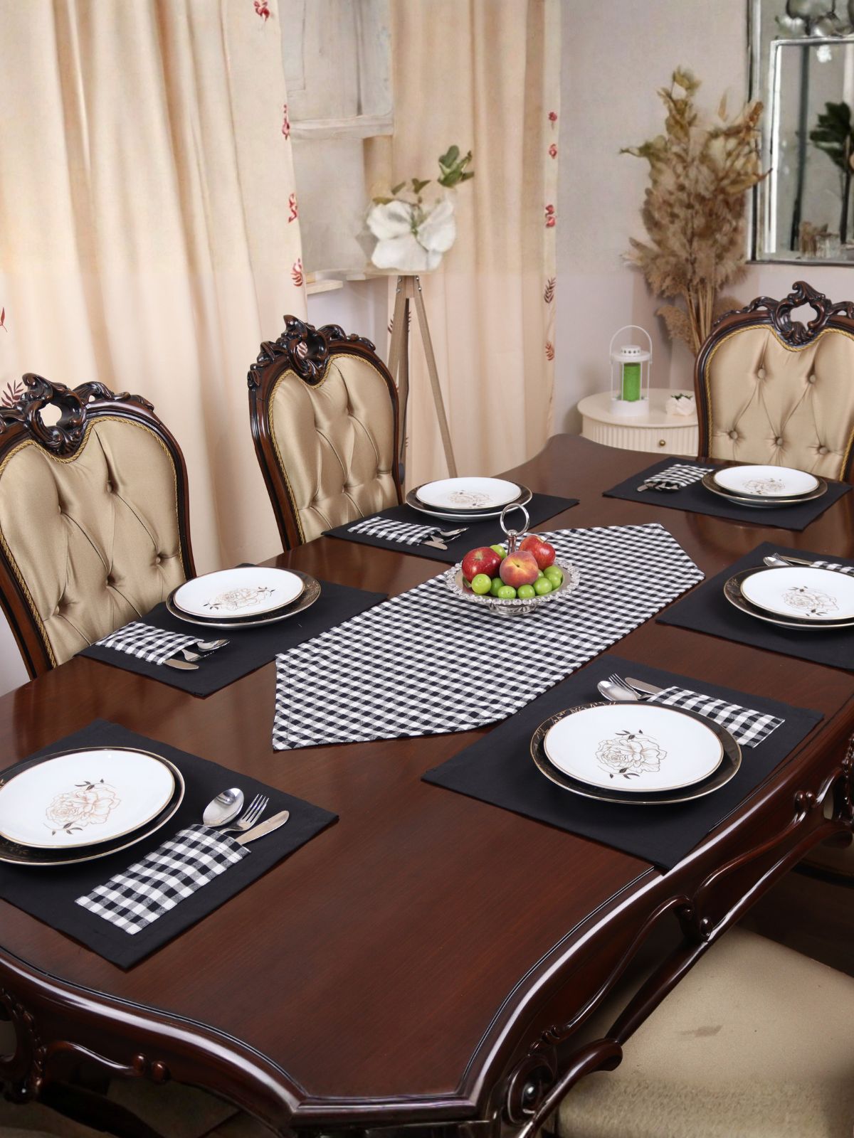 Set de table 7 Pcs - Ensemble de Table 6 Serviettes avec chemin de table - Moena