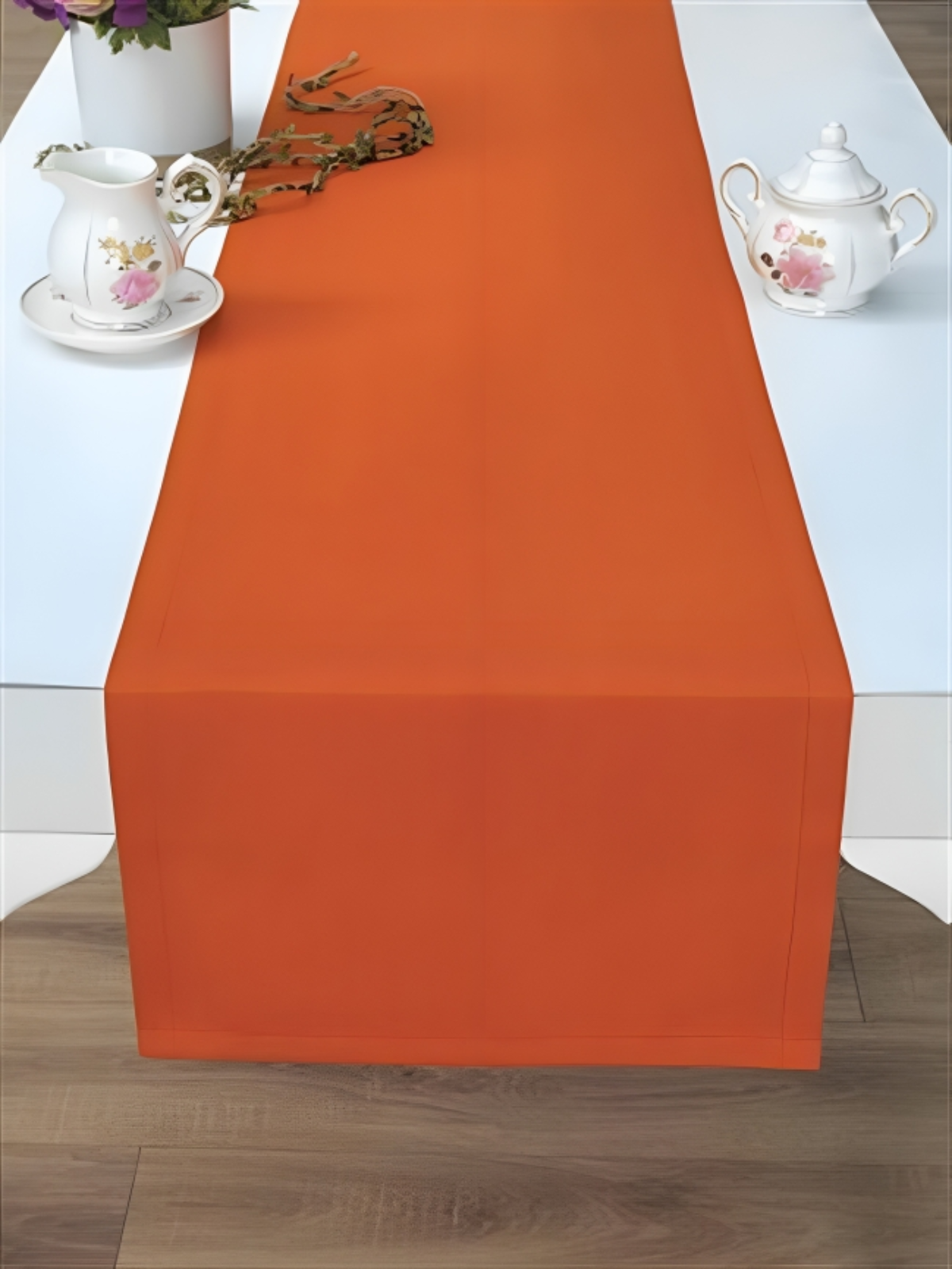 Chemin de table Orange uni en coton 40x140 cm