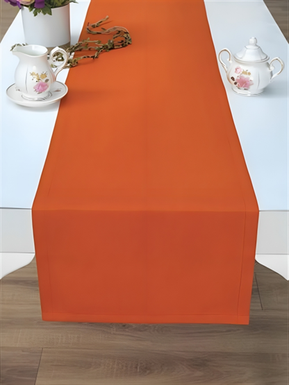 Chemin de table Orange uni en coton 40x140 cm