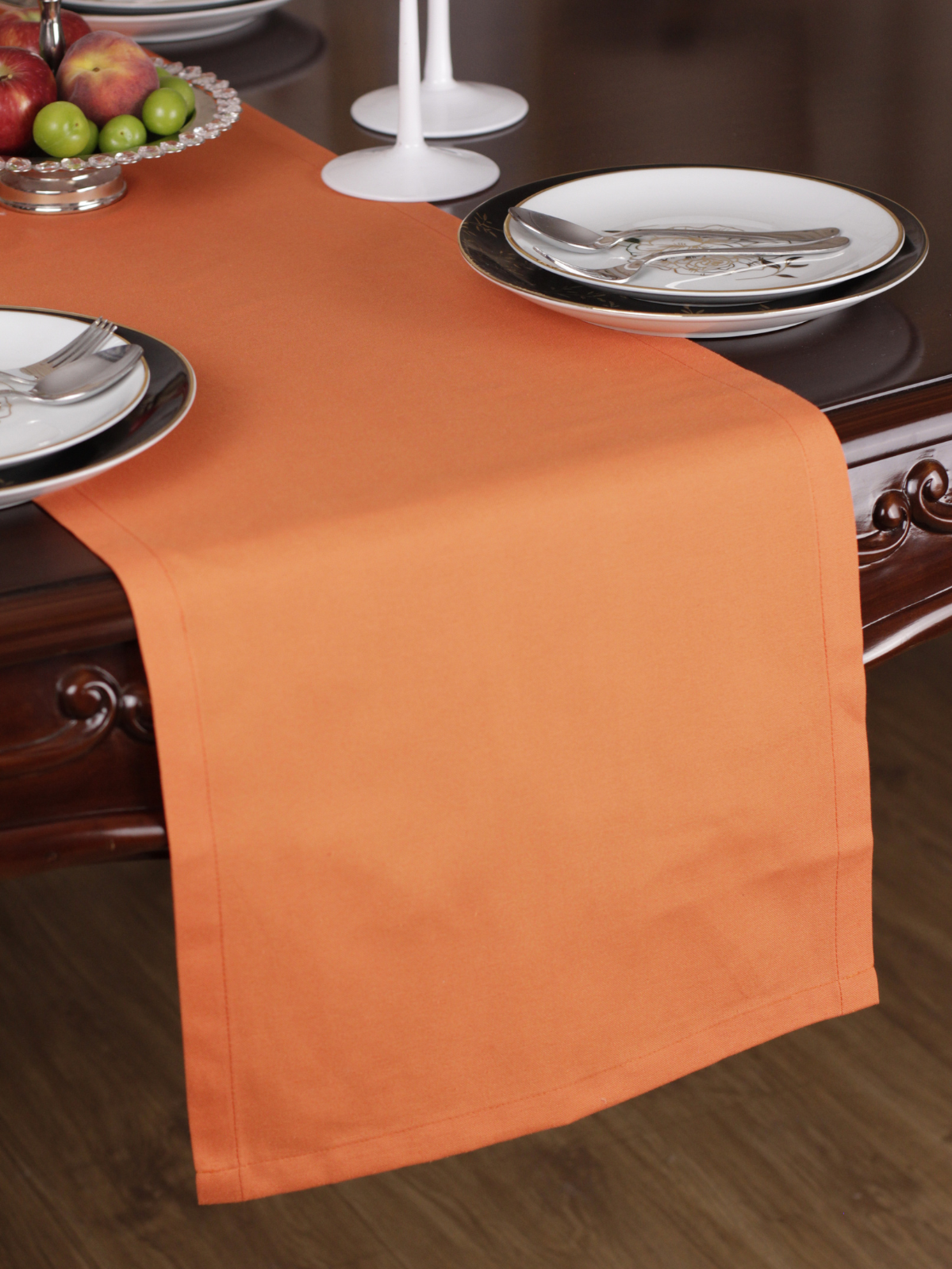 Chemin de table Orange uni en coton 40x140 cm