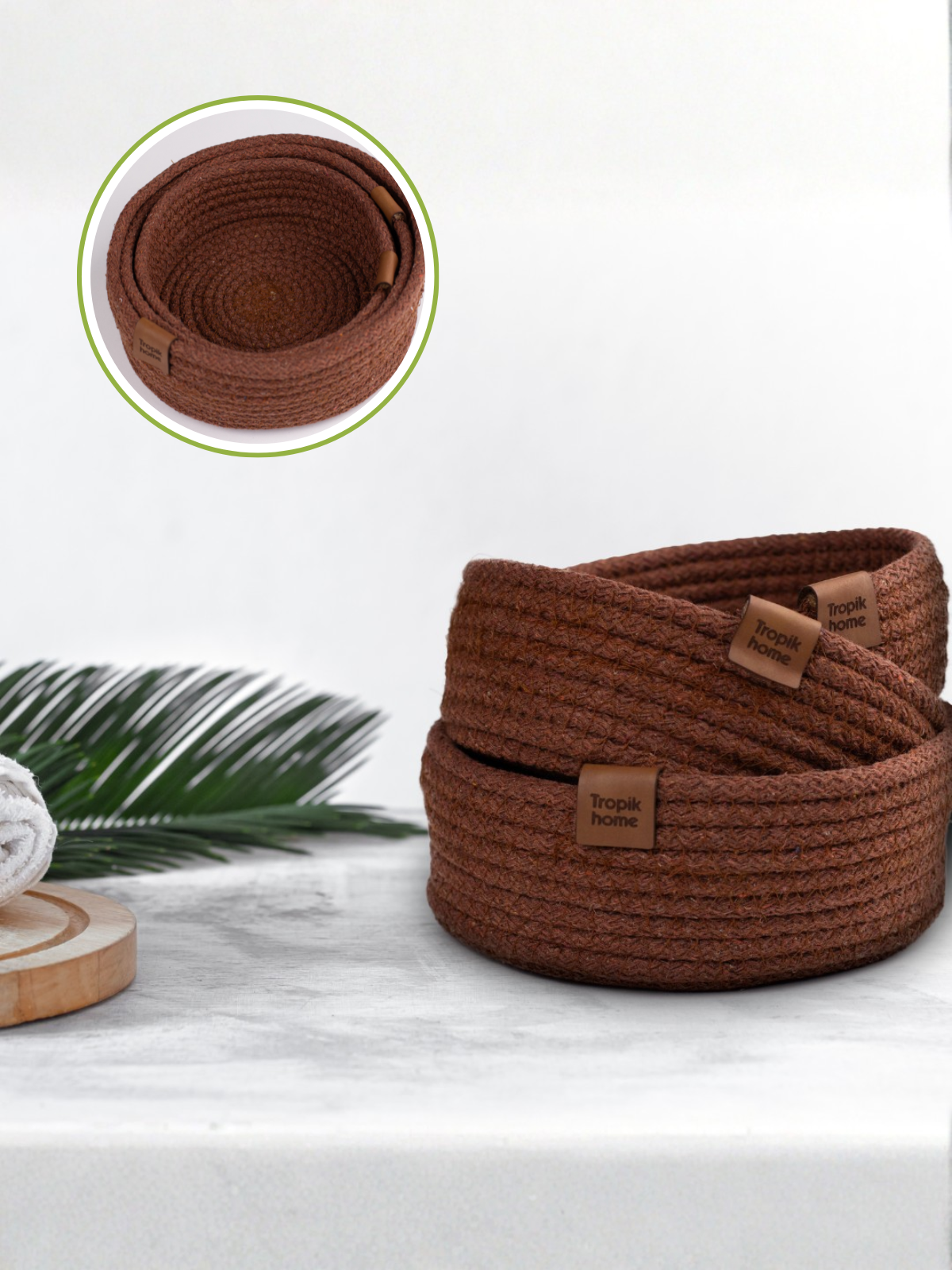 Paniers de Rangement Coton Lot de 3 Pièces