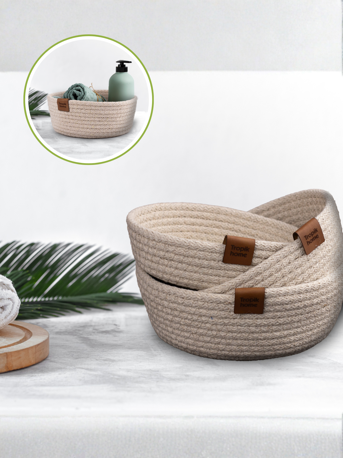 Paniers de Rangement Coton Lot de 3 Pièces