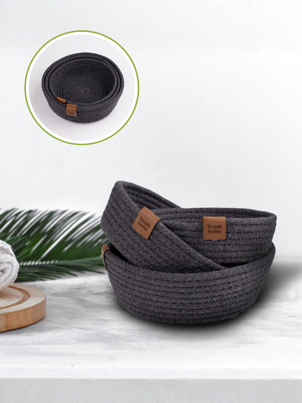 Paniers de Rangement Coton Lot de 3 Pièces