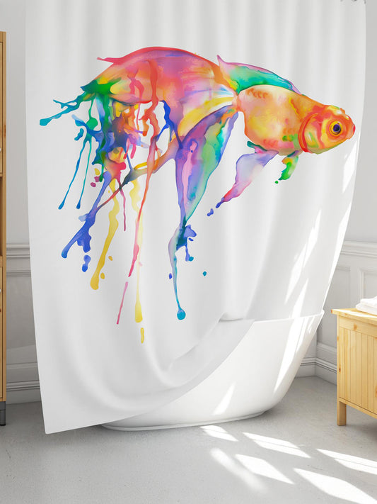 Rideau de Douche design de Poisson rouge avec crochets inclus