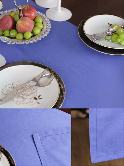 Chemin de table Bleu uni en coton 40x140 cm