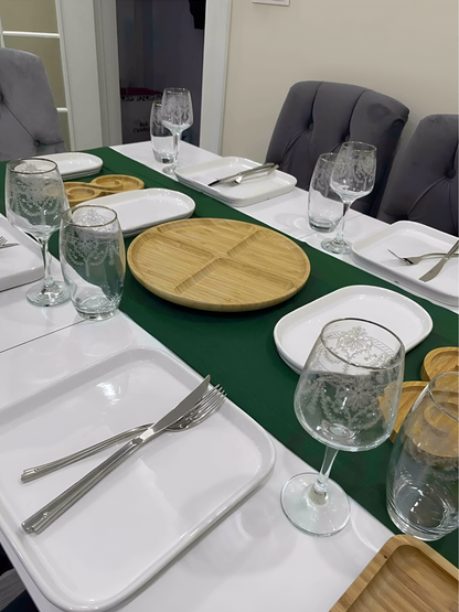 Chemin de table Vert uni en coton 40x140 cm