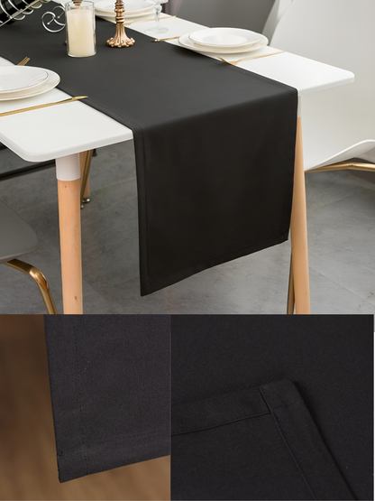 Chemin de table Noir uni en coton 40x140 cm