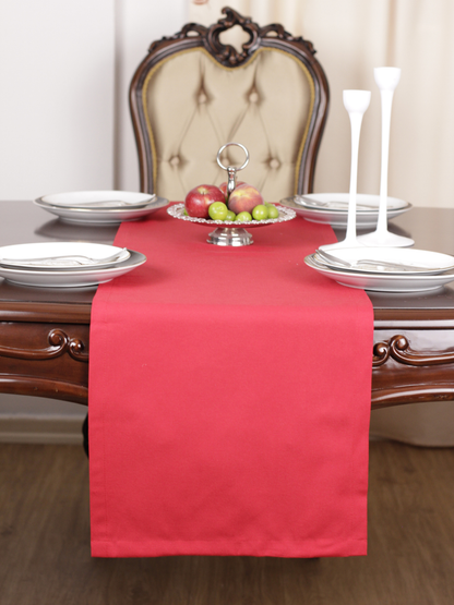 Chemin de table Rouge uni en coton 40x140 cm
