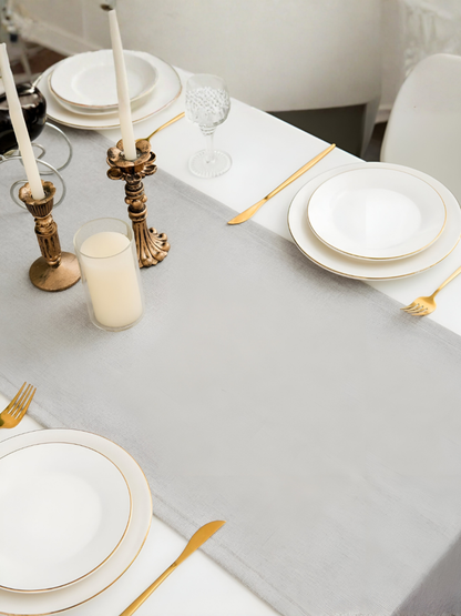 Chemin de table Gris uni en coton 40x140 cm