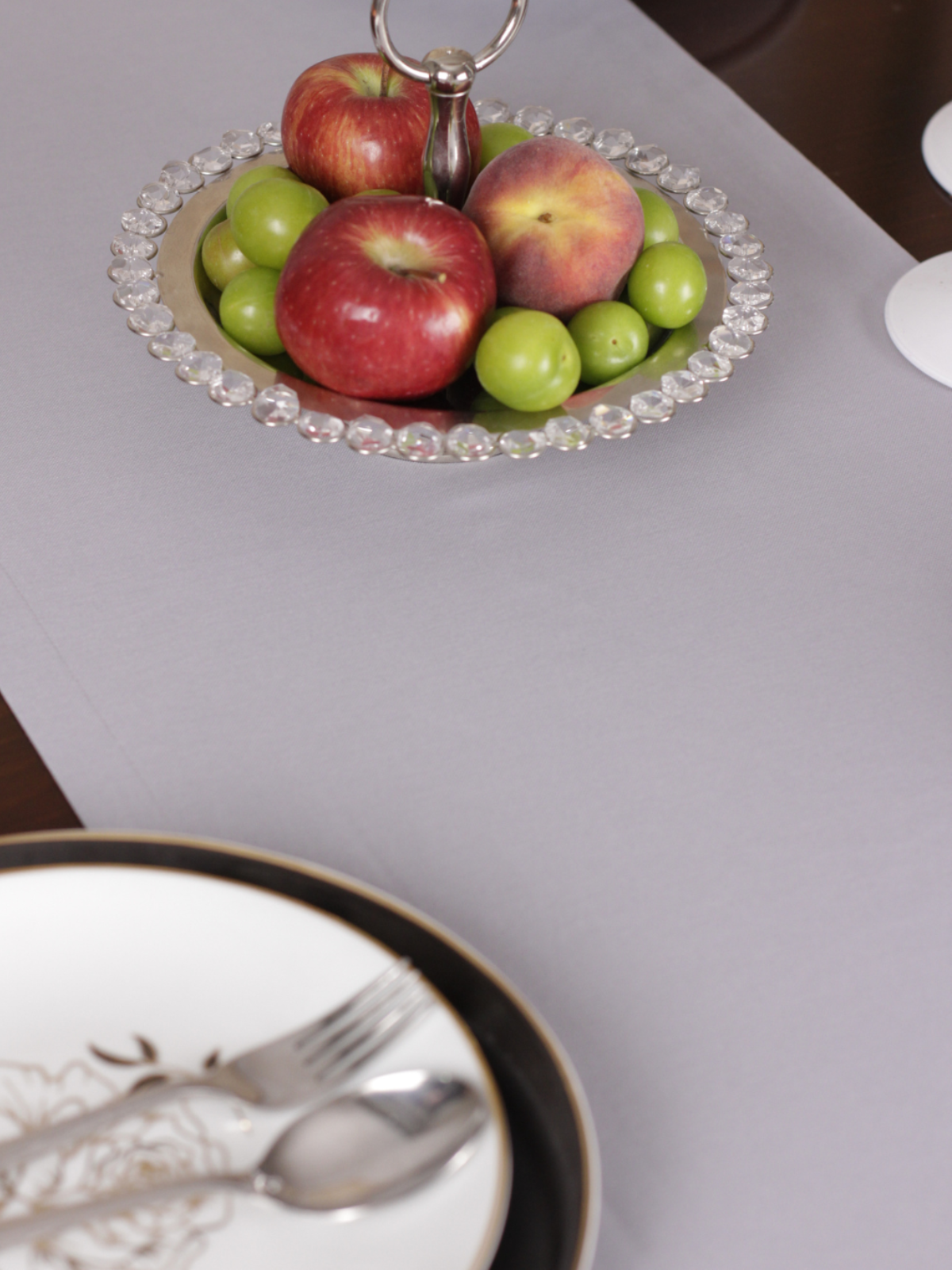 Chemin de table Gris uni en coton 40x140 cm