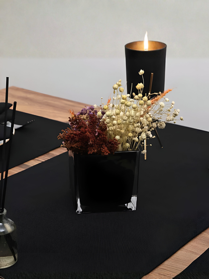 Chemin de table Noir uni en coton 40x140 cm