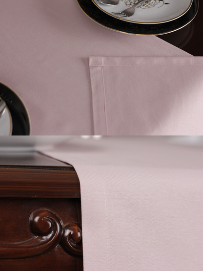 Chemin de table Rose uni en coton 40x140 cm