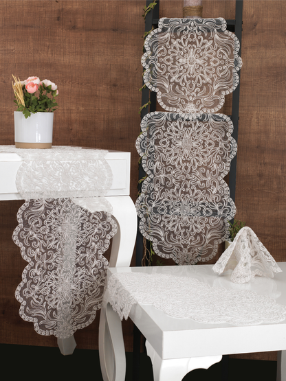 Set de Table 7 Pcs - Ensemble de 6 Napperons avec Chemin de table - Valeria