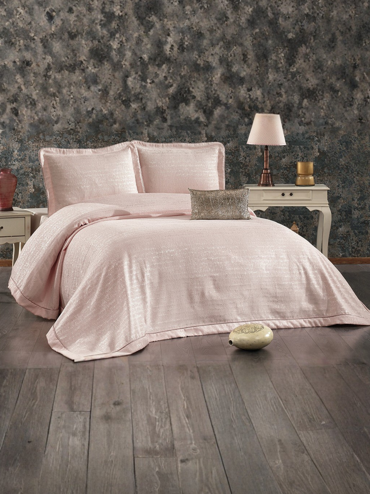 Couver lit 260 x 260 - Parure de lit en jacquard - Masal