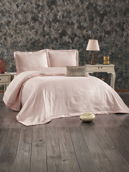 Couver lit 260 x 260 - Parure de lit en jacquard - Masal