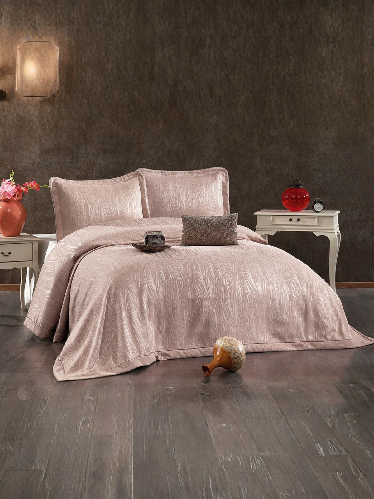 Parrure de lit 2 personnes en jacquard 260x260 - Lilyana