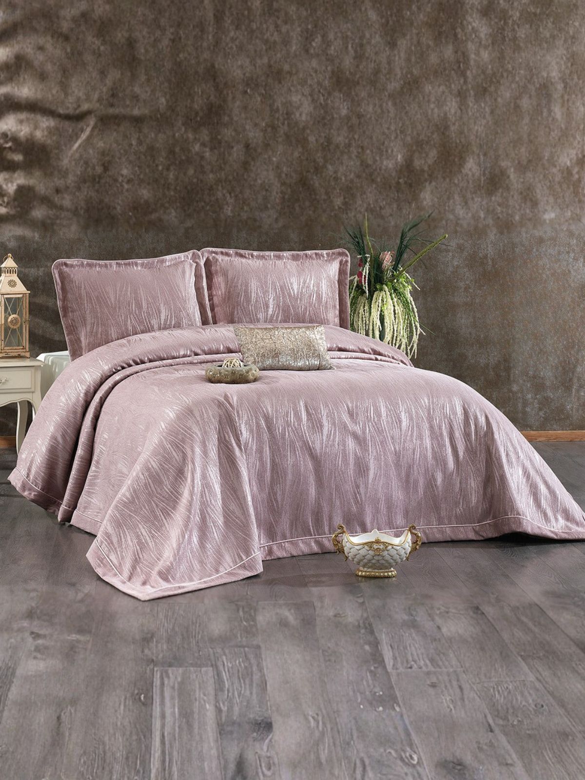 Parrure de lit 2 personnes en jacquard 260x260 - Lilyana