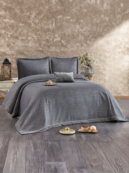 Couver lit 260 x 260 - Parure de lit en jacquard - Masal