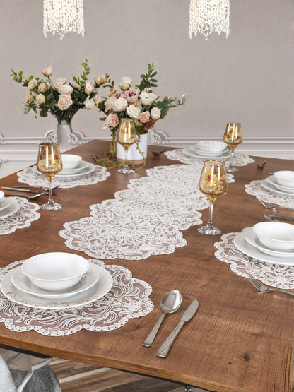 Set de Table 7 Pcs - Ensemble de 6 Napperons avec Chemin de table - Valeria