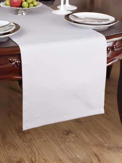 Chemin de table Gris uni en coton 40x140 cm