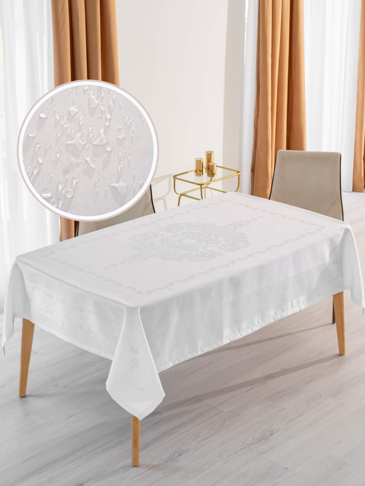 Nappe de table rectangulaire anti-taches tissu en Jacquard - Étamine