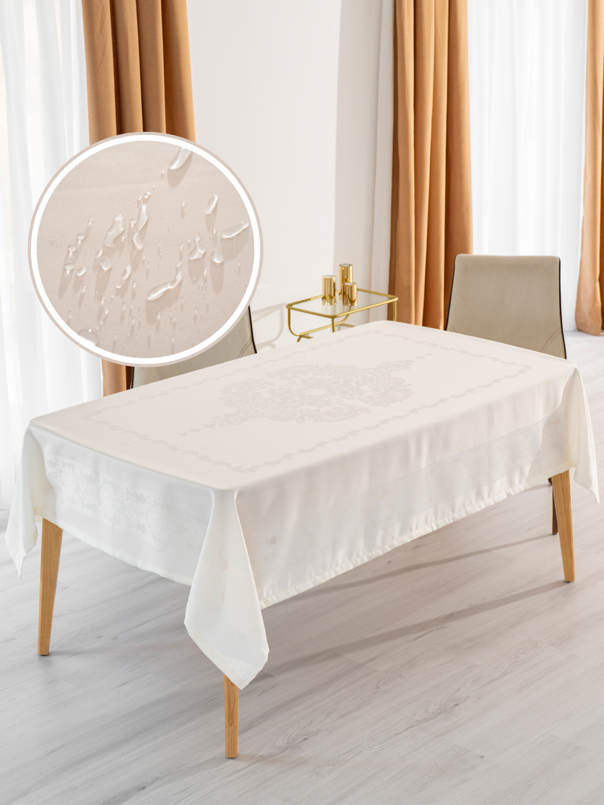 Nappe de table rectangulaire anti-taches tissu en Jacquard - Étamine
