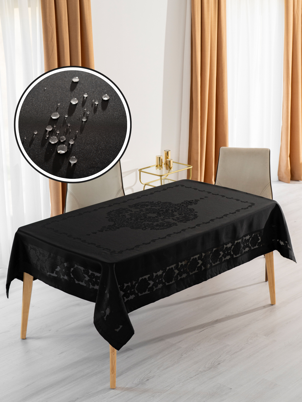 Nappe de table rectangulaire anti-taches tissu en Jacquard - Étamine