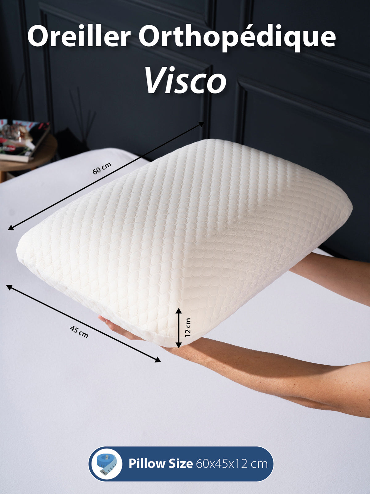 Oreiller Memoire forme Ergonomique cervicale Anti Acarien 50x70