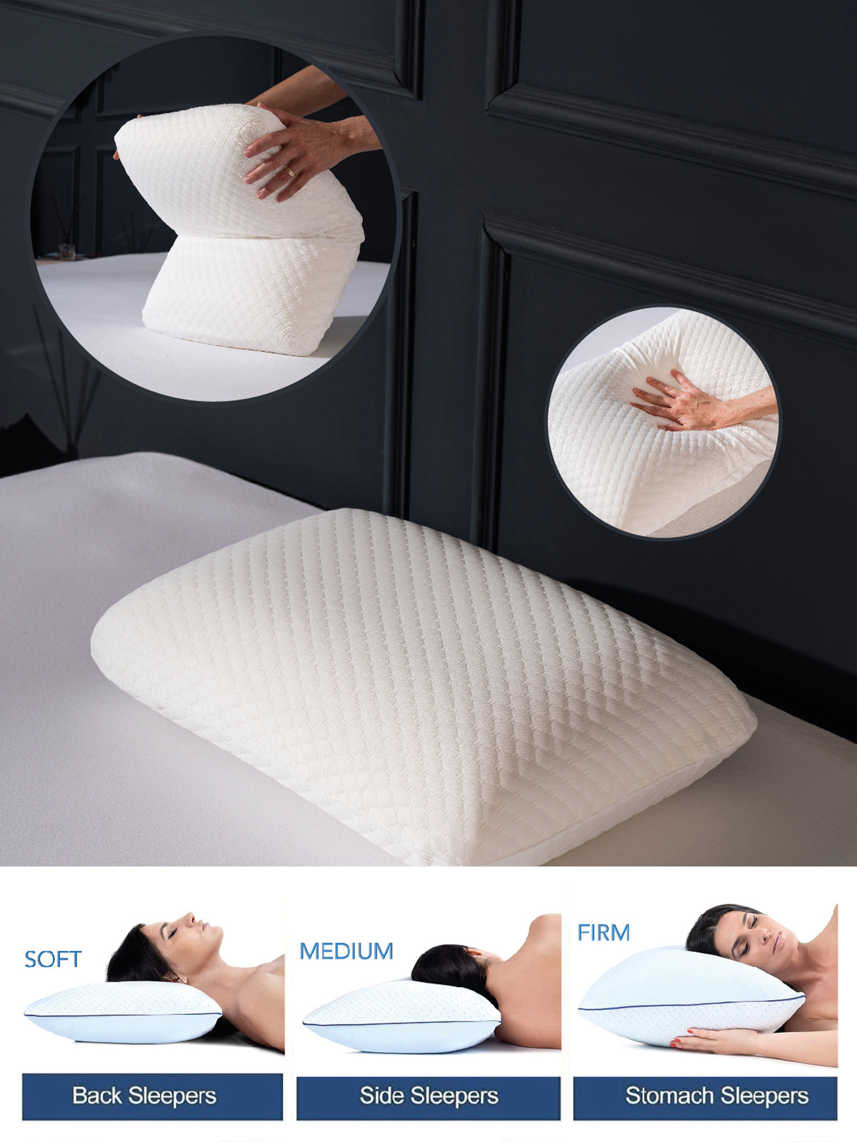 Oreiller Memoire forme Ergonomique cervicale Anti Acarien 50x70