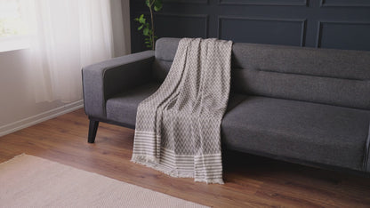 Jeté de Canapé - Lit 100% Coton motif chevron noir