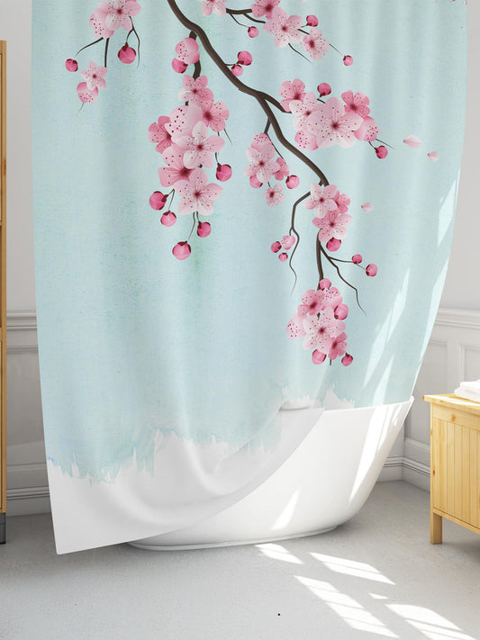 Rideau de douche tissu décoratif de cerisier du Japon 180x200