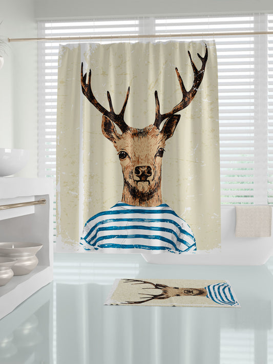 Rideau de douche tissu anti moisissures décoratif M. Le Cerf