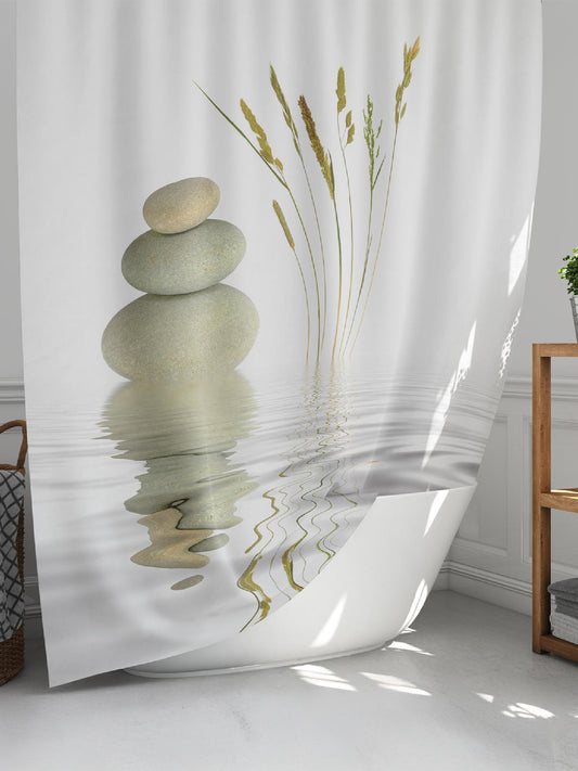 Rideau de douche Zen anti moisissure avec crochets