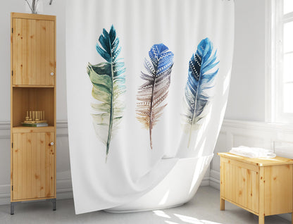 Rideau de salle de bain imperméable 180x200 de motif en plumes