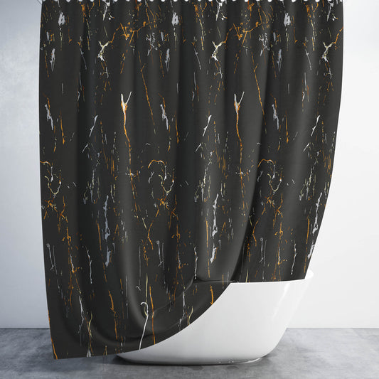 Rideau de baignoire marbre noir en tissu étanche 180x200 avec Crochets