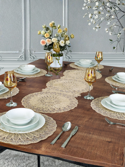 Set de Table 7 Pcs - Lot de 6 napperons avec un Chemin de Table - Venezia